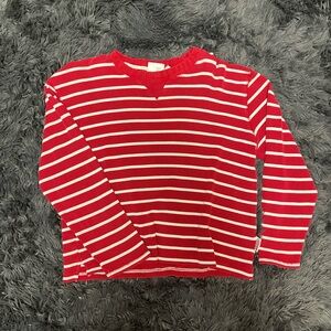 Vintage Red and White Striped Long Sleeve Tee